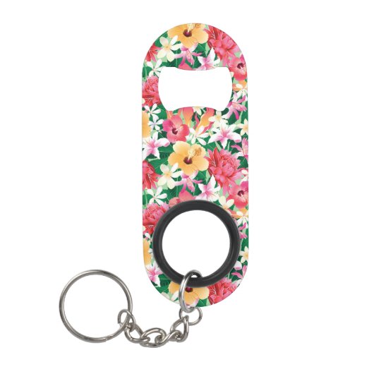 Tropisch Hibiscus Floral Pattern Mini Flessenopener (Voorkant)