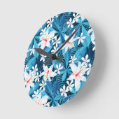Tropisch Hibiscus Floral Pattern Ronde Klok (Hoek)