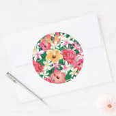 Tropisch Hibiscus Floral Pattern Ronde Sticker (Envelop)