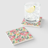 Tropisch Hibiscus Floral Pattern Stenen Onderzetter (Zijkant)