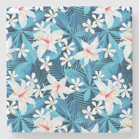 Tropisch Hibiscus Floral Pattern Stenen Onderzetter (Voorkant)