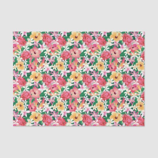 Tropisch Hibiscus Floral Pattern Tissuepapier (Voorkant)