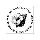 Tropisch Hibiscus Flower Round-adres Rubberstempel (Afrduk)