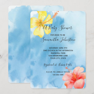 Tropisch Hibiscus Flowers Waterverf Baby shower Kaart