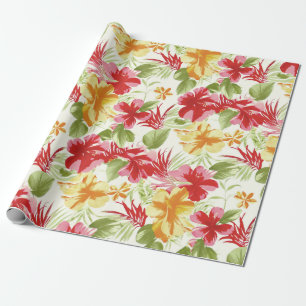 Tropisch Hibiscus Hawaiian Floral Cadeaupapier