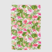 Tropisch hibiscus palm monstera patroon golfhanddoek (Voorkant)