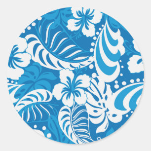 Tropisch Hibiscus Pattern Ronde Sticker