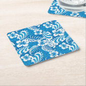 Tropisch Hibiscus Pattern Vierkante Kartonnen Onderzetter (Schuin)