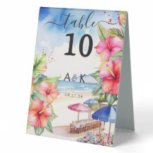 Tropisch Hibiscus Strand Tafel Tent Sign