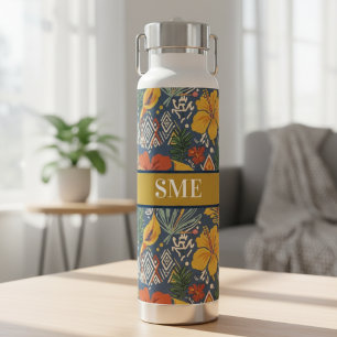 Tropisch Hibiscus Tribal Patroon Cadeau voor Haar Waterfles