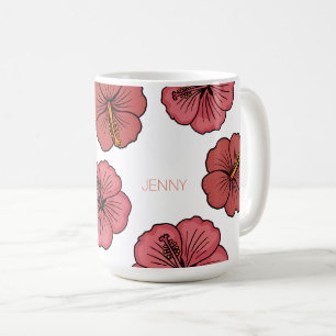 Tropisch hibiscuspatroon gepersonaliseerd koffiemok