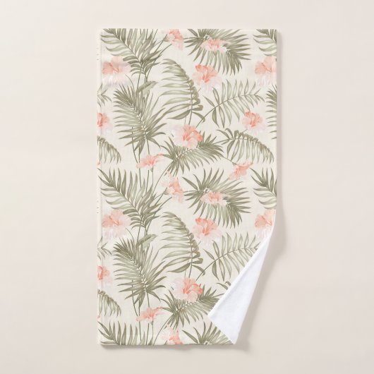 Tropisch Hisbiscus Palm Tree Patroon Bad Handdoek (Handdoek)