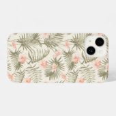 Tropisch Hisbiscus Palm Tree Patroon iPhone Hoesje (Achterkant horizontaal)