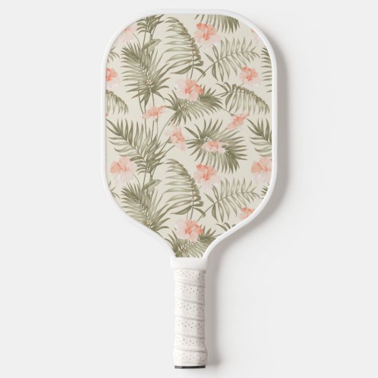 Tropisch Hisbiscus Palm Tree Patroon Pickleball Paddle (Voorkant)