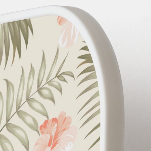 Tropisch Hisbiscus Palm Tree Patroon Pickleball Paddle (Links Detail)