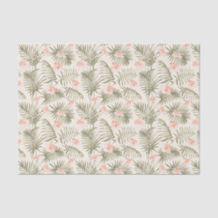 Tropisch Hisbiscus Palm Tree Patroon Tissuepapier