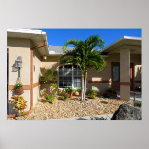 Tropisch huis Plumbago Hibiscus bloemen Poster