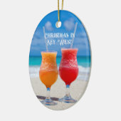 Tropisch huwelijk eerste kerstfoto Keepomwille Keramisch Ornament (Links)