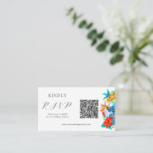 Tropisch huwelijk QR RSVP Informatiekaartje (Staand voorkant)