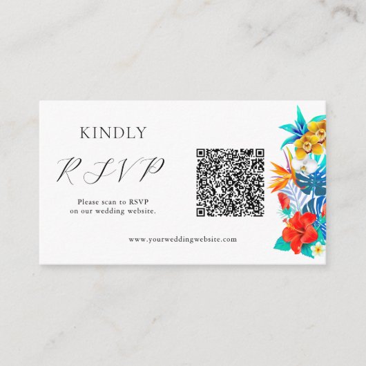 Tropisch huwelijk QR RSVP Informatiekaartje (Voorkant)