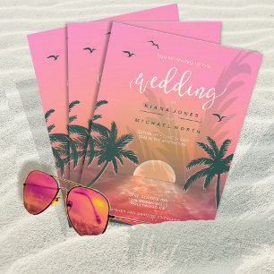 Tropisch isle Sunrise Wedding Pink L2 ID581 Kaart