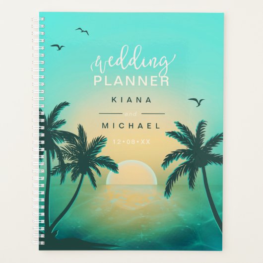 Tropisch isle Sunrise Wedding Plans Blauwgroen L2 Planner (Voorkant)