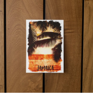Tropisch Jamaica Sunset Caribisch eiland Briefkaart