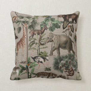 Tropisch Jungle Safari Dieren Patroon Kussen