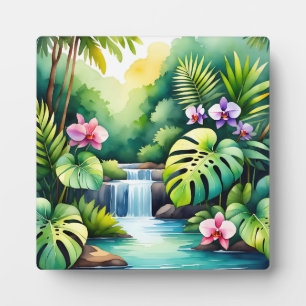 Tropisch Jungle Waterval Orchidee Paradijs Fotoplaat