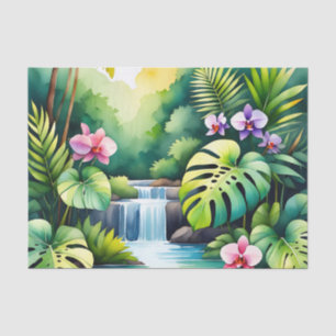 Tropisch Jungle Waterval Orchidee Paradijs Tissuepapier