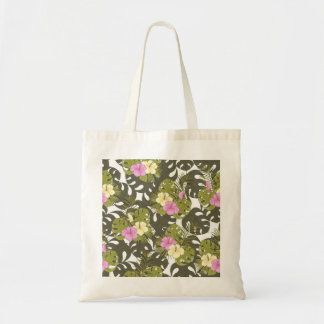 Tropisch Jungleblad en Hibiscuspatroon Tote Bag