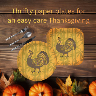Tropisch kalkoen Thanksgiving Bamboe Papieren Bordje