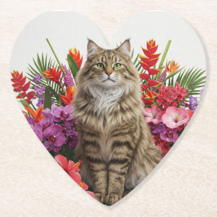 Tropisch kattenhart papieren onderzetters ontwerp.