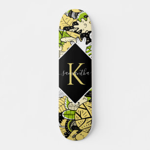 Tropisch Kawaii Forest Cartoon Style Initiaal Skateboard