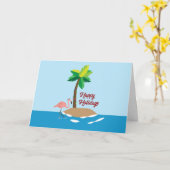Tropisch kersteiland met Flamingo Kaart (Gele Bloem)