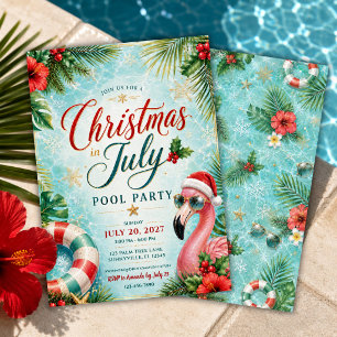 Tropisch Kerstfeest in juli zwembadfeest Kaart