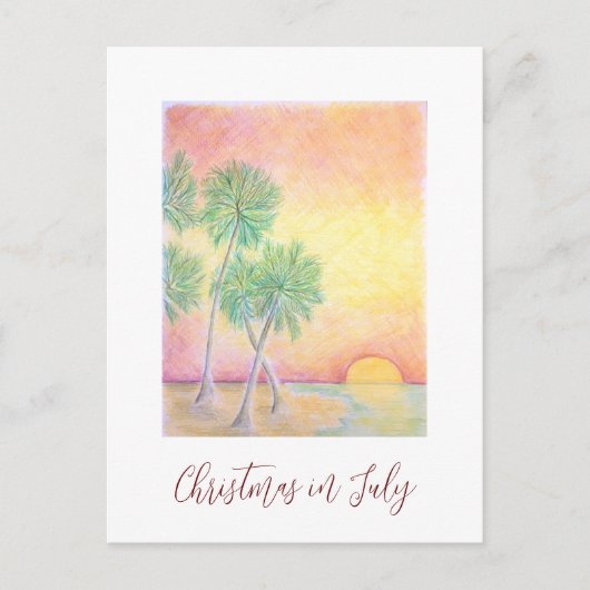 Tropisch kerstfeest in uitnodiging van juli (Voorkant)