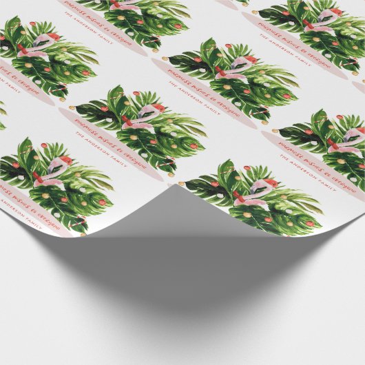 Tropisch kerstfeest moderne palm botanisch Flaming Cadeaupapier (Hoek)