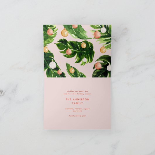 Tropisch kerstfeest moderne palm botanisch Flaming Feestdagen Kaart (Binnen)