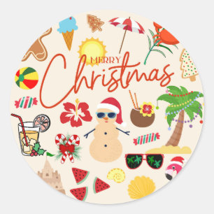 Tropisch Kerstfeest Ronde Sticker