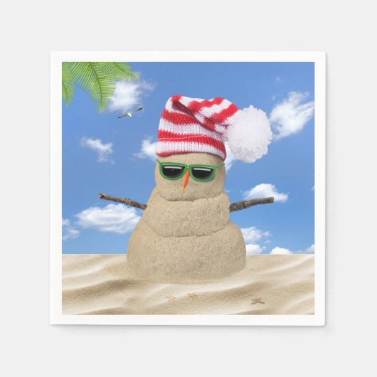Tropisch kerstfeest Sand Snowman Servet (Voorkant)