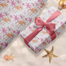 Tropisch kerstpalmpatroon cadeaupapier