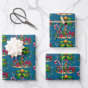 Tropisch kerstpalmpatroon inpakpapier vel
