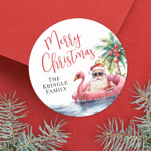 Tropisch Kerststrand Ronde Sticker
