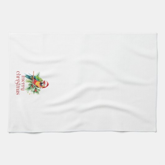 Tropisch kerstthema Dank u retro tekst Theedoek (Horizontaal)