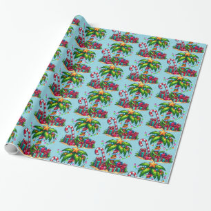 Tropisch kerstvakantie palmboom patroon cadeaupapier