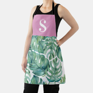 Tropisch keukenschort met monogram voor haar schort