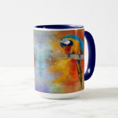 Tropisch kleurig blauw en geel Macaw #4 Mok (Voorkant rechts)