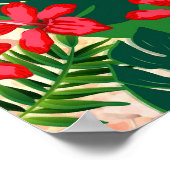 Tropisch kleurig oerwoud hibiscus rood en groen poster (Hoek)