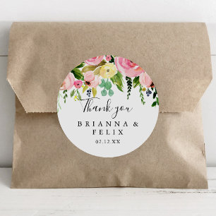 Tropisch kleurrijk najaar Dank je voor je huwelijk Ronde Sticker